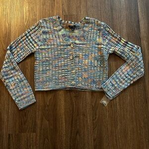 Multicolor Cropped Knit Cardigan